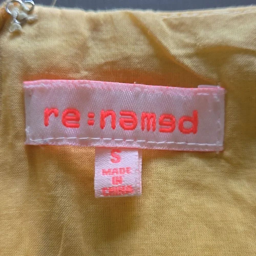 re:named Linen Tie Front Spaghetti Strap Yellow Dress SMALL - Picture 8 of 8